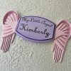 My Little Angel Wall Plaque in Violet – with Pink Angel Wings