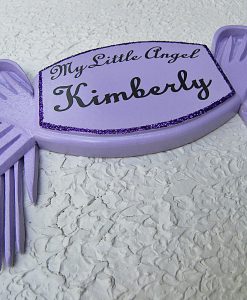 My Little Angel Wall Plaque in Violet – with Violet Angel Wings