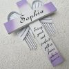 Personalized Angel of the Lord Cross in White – with Violet Wings 'Every Good and Perfect Gift is from Above' James 1:17