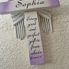 Personalized Angel of the Lord Cross in White – with Violet Wings ‘Every Good and Perfect Gift is from Above’ James 1:17