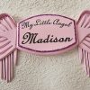My Little Angel Wall Plaque in Soft Pink – with Pink Angel Wings
