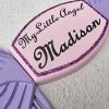 My Little Angel Wall Plaque in Soft Pink – with Violet Angel Wings