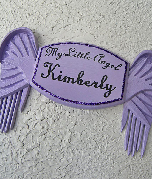 My Little Angel Wall Plaque in Violet – with Violet Angel Wings