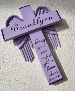 Angel of the Lord Cross in Violet– with Violet Wings