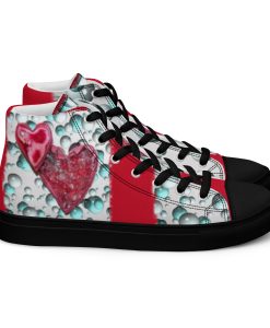 Two Hearts with Bubbles art on red colored Love Life Shoes always be Pro-Life