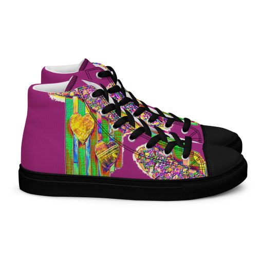 Two Hearts with multi-colored art on Wine colored Love Life Shoes always be Pro-Life