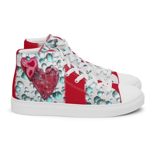 Two Hearts with Bubbles art on red colored Love Life Shoes always be Pro-Life